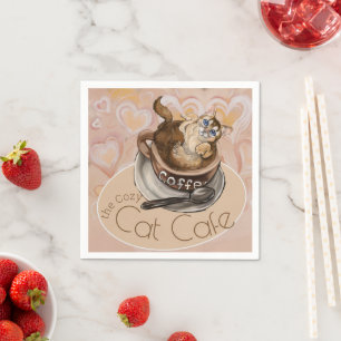 Serviette En Papier Café Coffee Cat  
