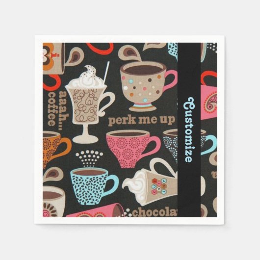 Serviette En Papier Café Cups Café serviettes (Devant)