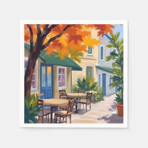 Serviette En Papier Café d'automne Aquarelle Feuillage d'automne