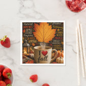 Serviette En Papier Café d'automne avec nuage de mots (En situation)