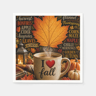Serviette En Papier Café d'automne avec nuage de mots