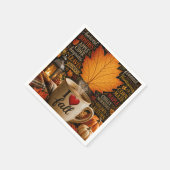 Serviette En Papier Café d'automne avec nuage de mots (Coin)