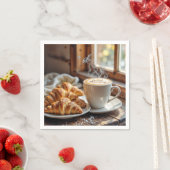 Serviette En Papier Café Du Matin Avec Croissants (En situation)
