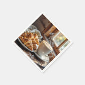 Serviette En Papier Café Du Matin Avec Croissants (Coin)