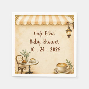 Serviette En Papier Café Élégant Bébé Baby Shower Bistro Français Beig