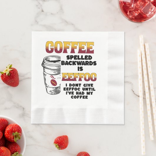 Serviette En Papier Café épelé à l'envers (En situation)