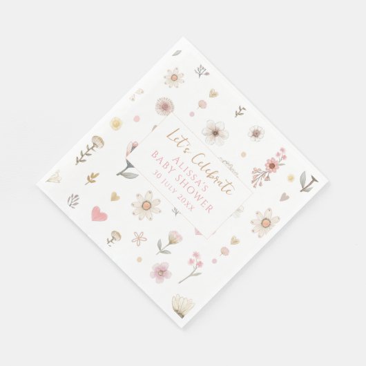 Serviette En Papier Café fleur sauvage Floral Baby shower (Coin)