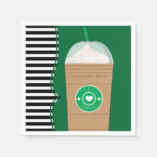 Serviette En Papier Café Frap Moderne Chic Cute Anniversaire Fête (Devant)