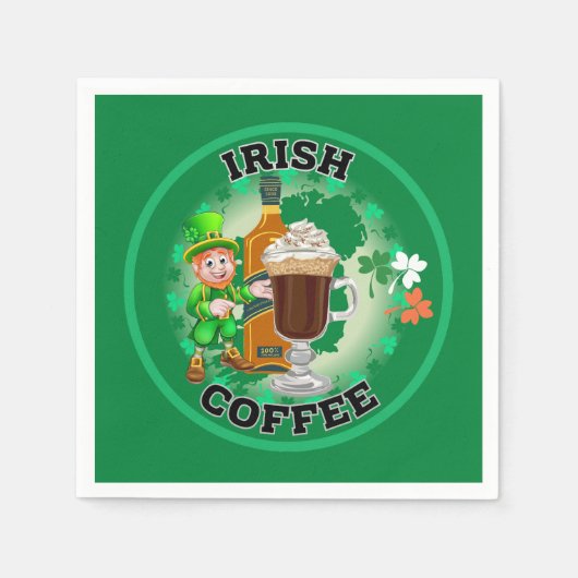 Serviette En Papier Café Irlandais - Un Elixir. (Devant)