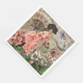 Serviette En Papier Café Lady Victorian Femme Rose Classy (Coin)