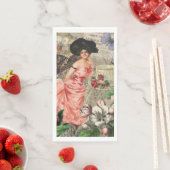 Serviette En Papier Café Lady Victorian Femme Rose Classy (En situation)