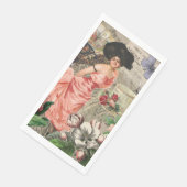 Serviette En Papier Café Lady Victorian Femme Rose Classy (Coin)