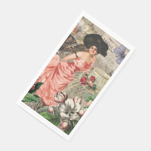Serviette En Papier Café Lady Victorian Femme Rose Classy (Coin)