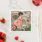Serviette En Papier Café Lady Victorian Femme Rose Classy (En situation)