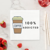 Serviette En Papier Café Lover Design 100% Addicted Caféine (En situation)