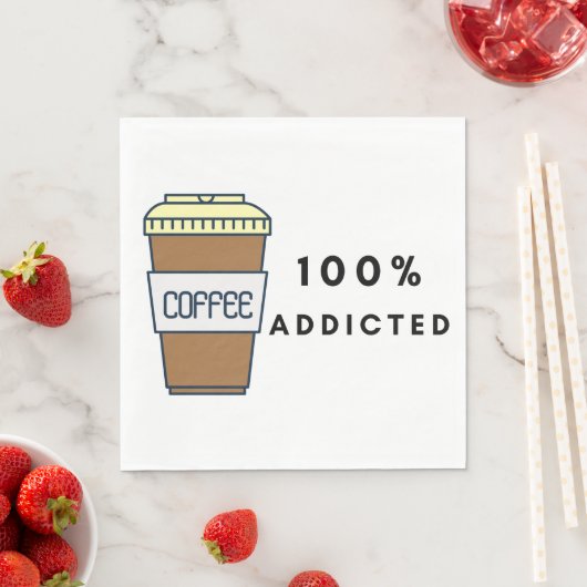 Serviette En Papier Café Lover Design 100% Addicted Caféine (En situation)