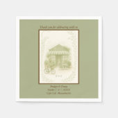 Serviette En Papier café mariage extérieur vert romantique (Devant)
