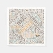 Serviette En Papier Café sur Burlap Word Cloud Turquoise ID283 (Devant)