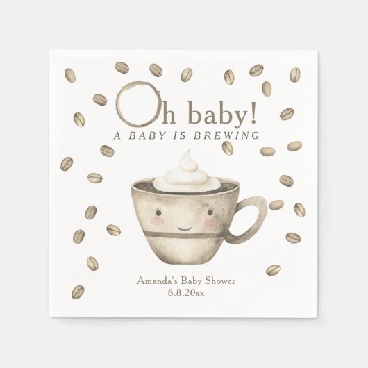 Serviette En Papier Café Un bébé brasse du Baby shower (Devant)