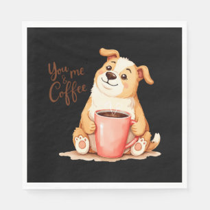 Serviette En Papier Café You & me - Corgi mignonne et brasse confortab