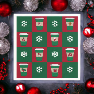 Serviette En Papier Cafés de Noël Flammes de neige