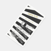 Serviette En Papier Cafetière noir et blanc Café rayé (Coin)