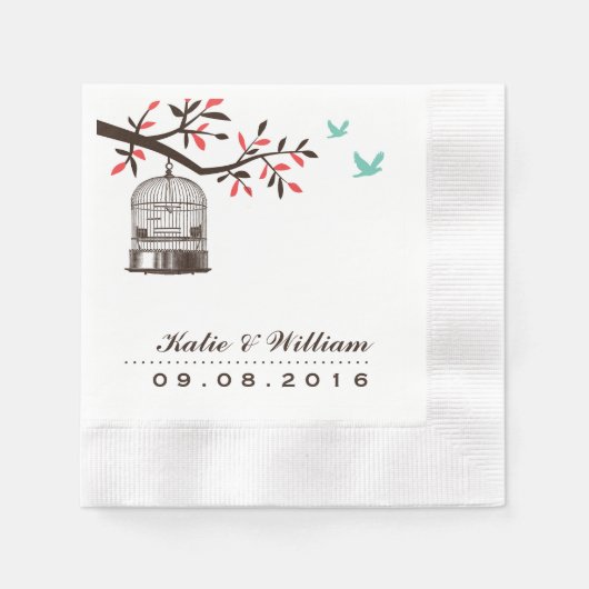Serviette En Papier Cage d'oiseaux Brown Russe Mariage papier serviett (Devant)