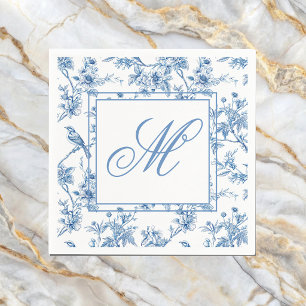 Serviette En Papier Cahier de monogramme en chinoiserie bleue et blanc