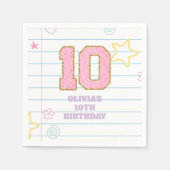 Serviette En Papier Cahier de notes Varsity preppy pastel patch 10e an (Devant)