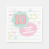 Serviette En Papier Cahier de notes Varsity preppy pastel patch 10e an (Devant)