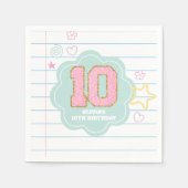 Serviette En Papier Cahier de notes Varsity preppy pastel patch 10e an (Devant)