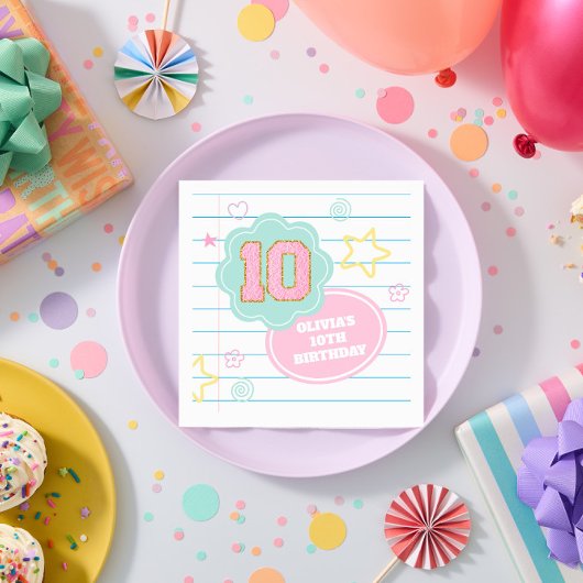 Serviette En Papier Cahier de notes Varsity preppy pastel patch 10e an