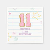 Serviette En Papier Cahier Varsity prépa pastel patch 11e anniversaire (Devant)