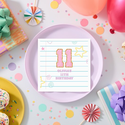 Serviette En Papier Cahier Varsity prépa pastel patch 11e anniversaire