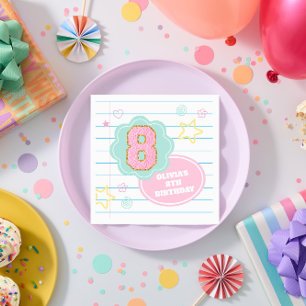 Serviette En Papier Cahier Varsity preppy pastel patch 8e anniversaire