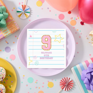 Serviette En Papier Cahier Varsity preppy pastel patch 9e anniversaire