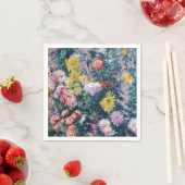 Serviette En Papier Caillebotte - Chrysanthèmes blanc et jaune (En situation)
