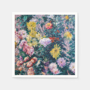 Serviette En Papier Caillebotte - Chrysanthèmes blanc et jaune