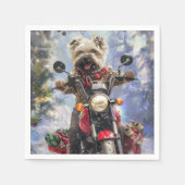 Serviette En Papier Cairn Terrier Chien équitation Moto Noël (Devant)