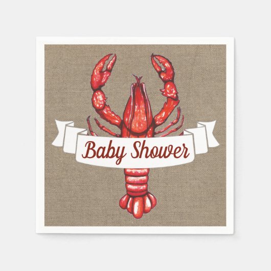 Serviette En Papier Cajun Crawfish & Faux Burlap Baby shower (Devant)