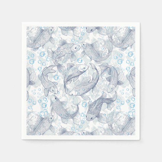 Serviette En Papier Calage Motif de poissons 02.Bleu foncé.b Non BG (Devant)