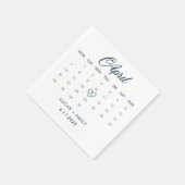 Serviette En Papier Calendrier avril Mariage bleu foncé (Coin)