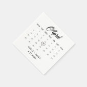 Serviette En Papier Calendrier avril Mariage noir foncé (Coin)
