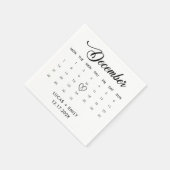 Serviette En Papier Calendrier de décembre Mariage noir foncé (Coin)