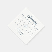 Serviette En Papier Calendrier de janvier Mariage bleu foncé (Coin)