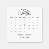 Serviette En Papier Calendrier de juillet Mariage bleu foncé (Devant)
