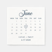 Serviette En Papier Calendrier de juin Mariage bleu foncé (Devant)