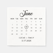 Serviette En Papier Calendrier de juin Mariage noir foncé (Devant)