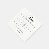 Serviette En Papier Calendrier de juin Mariage noir foncé (Coin)