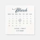 Serviette En Papier Calendrier de mars Mariage bleu foncé (Devant)